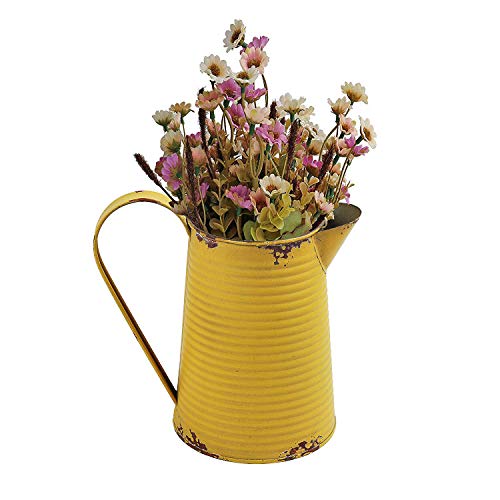 HyFanStr French Country Style Metal Jug Pitcher Rustic Flower Vase Can