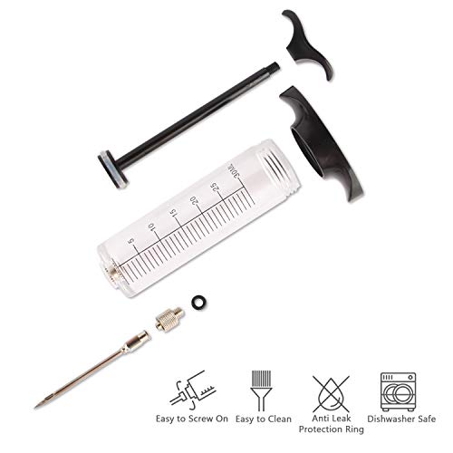 Meat Injector Syringe Plastic Marinade Injector for Smoker Marinade Flavor Injector with Screw-on Meat Needle 1-oz Flavoring Tool for Meat, Beef, Poultry Or Fruits Dishwasher Safe Smoker Accessories - Thumbnail 2