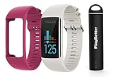 Polar A370 (White, Small) GPS Fitness Band Bundle with Extra Silicone Band (Pink) & PlayBetter Portable Power Bank (2200mAh) | On-Wrist Heart Rate, 24/7 Activity Tracker
