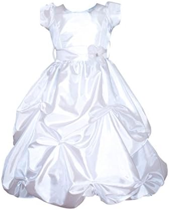 White First Communion or Baptism Pick Up Dress for Girls with Sleeves (Size 10, White)