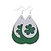 Saint Patrick's Day Earrings for Women Girls Gift, Green Drop Earrings, Leather Earrings for Women Teardrop Dangle Earrings Petal Drop Earrings Jewelry Accessory Handmade