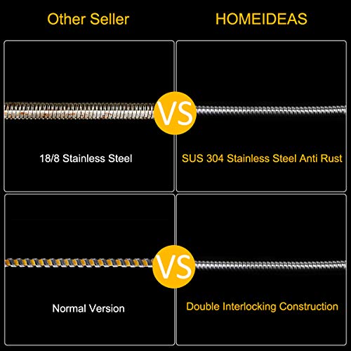 HOMEIDEAS 60-inch(1.5m) RV Shower Hose 304 Stainless Steel Extra Long Shower Hose Replacement Handheld Shower Head Hose Extension