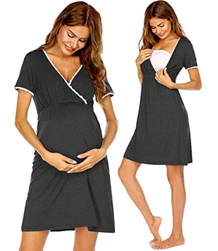 Ekouaer Maternity Pajamas Dress For Hospital Bag For Labor And