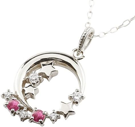 星 月 プラチナネックレス ルビー ダイヤモンド ペンダント スター 流れ星 7月誕生石 レディース