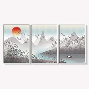 Framed Canvas Wall Art for Living Room, Bedroom Abstract Landscape Dream Place Canvas Prints for Home Decoration Ready to Hanging - 16"x24"x3 Panels