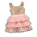XILALU For 12M-5Y, Baby Girl Lovely Sequins Dress Bow Layered Tulle Party Formal Dress (12M, Pink)