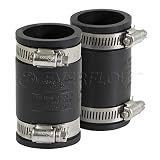 EVERCONNECT 4824x2 Flexible Pvc Coupling with Stainless Steel Clamps 1-1/2 inch Black (pack of 2)