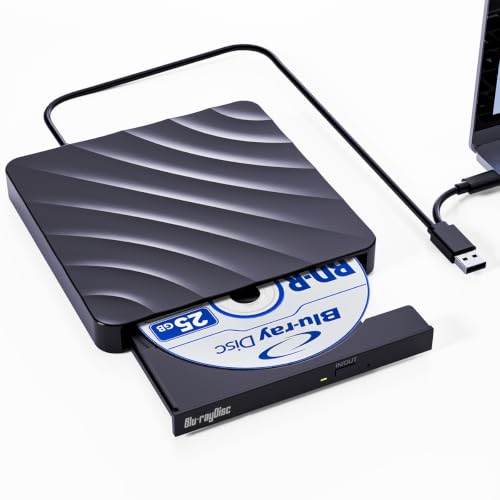 QDSYLQ Bluray Laufwerk Brenner Extern - USB-C Externes Blu Ray Laufwerk Bluray Player für PC, Externe Optische Laufwerke +/-RW ROM, Externer CD/DVD Br