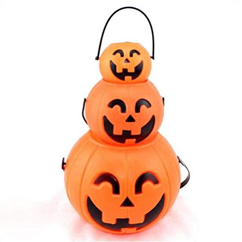 Halloween Pumpkin Shaped Plastic Treat Buckets Halloween Candy Holder Lantern Candy Bucket Halloween Trick or Treat Pumpkin Candy Pail - M - Thumbnail 2