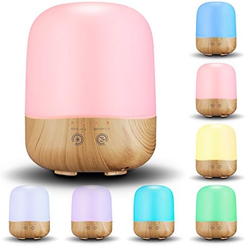 Rominetak 300ml Aromatherapy Essential Oil Diffuser, Cool Mist Aroma Humidifier with Adjustable Mist Mode, Waterless Auto Shut-off and 7 Color LED Lights Changing for Office Home Baby - Wood Grain