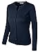 BIADANI Women Round Neck Button Down Soft Classic Knit Cardigan Sweater Navy Medium