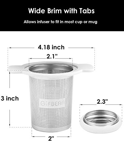 Gifbera Extra Fine Mesh Tea Infuser Basket Fits Standard Cups Mugs Teapots - Perfect Stainless Steel Tea Strainer for Brewing Loose Leaf Tea