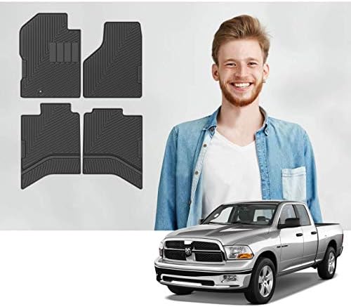 Custom Fit Dodge Ram Quad And Crew Cab Car Floor Mats For 1500/2500/3500 2002 2003 2004 2005 2006 2007 2008 2009 2010 2011 2012 - Protect Floor From Water - Front And Second Row (Black) (4pcs)