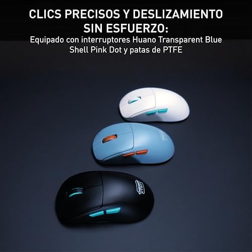 M68 sem fios, rato gamer ultraleve sem fios, 2,4 GHz, otimizado para e-sports, formato simétrico com frente extra baixo, azul