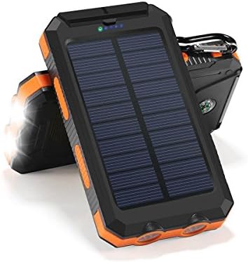 Solar Charger Portable Mobile Power Bank - Waterproof Shockproof Dustproof Dual USB External Battery Bank for Cell Phone, iPhone, Samsung, Android Phone, GoPro Camera, GPS and Solar Lights