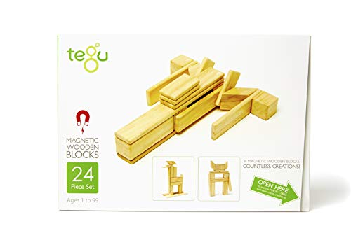 24 Piece Tegu Magnetic Wooden Block Set, Natural