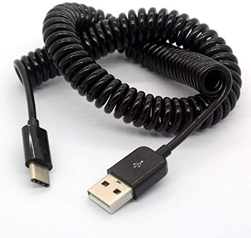 DRUPA USB Type C Cable Coiled Spring Spiral Type-C Male to USB 2.0 A Male Extension Cord Data Sync Charger Lead for Nexus MacBook Google Chromebook Nokia N1 Tablet PC/Letv Smart Phone (3 Meter)