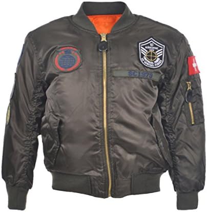 Swiss Cross Baby Boys'Airborne '79" Reversible Flight Jacket - Olive, 18