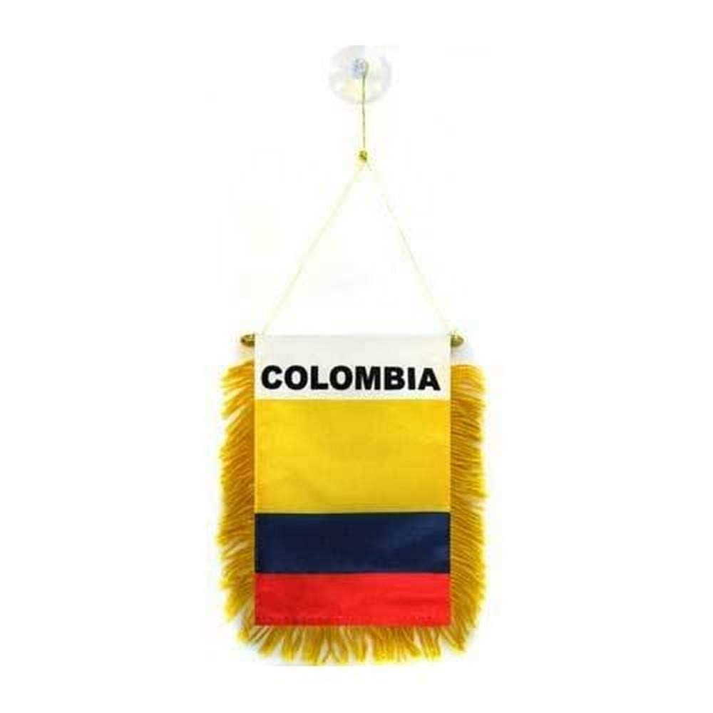AZ FLAG - Colombia Mini Banner - 6'' x 4'' - 100% Polyester Colombian Small Pennant for Car - Double-sided Flag with Suction Cup Hanger — image 1
