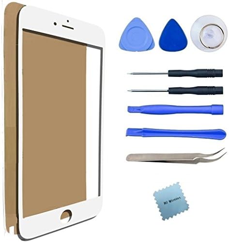 iPhone 7 7s Screen Replacement Glass Lens Broken Repair Kit Tools Adhesive Sticker Tweezers / Microfiber Cleaning Cloth / Lens (White)