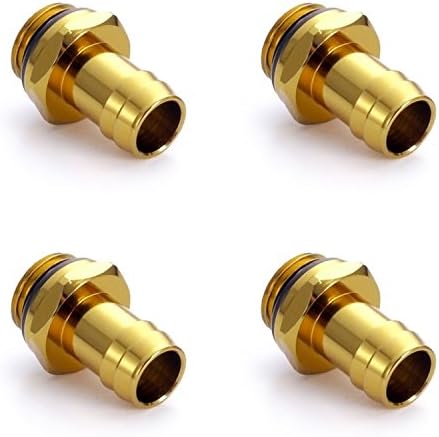 Enzotech G1/4" to 3/8 Barb Fitting for Soft Tubing, Gold, 4-pack