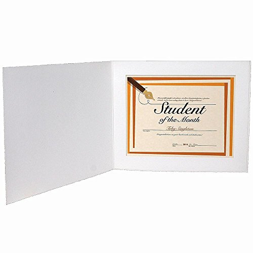 Collectors Gallery Contemporary White Portrait Folder Frame, for a Horizontal Print, 11x8", No Foil Window Border, 10 Pack
