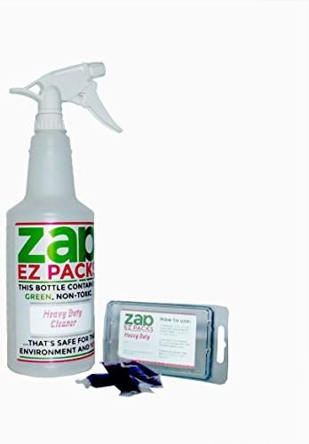 EZ ZAP Heavy-Duty Multipurpose Cleaner (4 pack) GREEN, Non-Toxic &amp; Environmentally Friendly with 360 Spray Bottle (128oz)