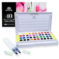 40 Watercolor Paint Set Portable Water Colors Set Includes Water Brushes Sponges Mixing Palette