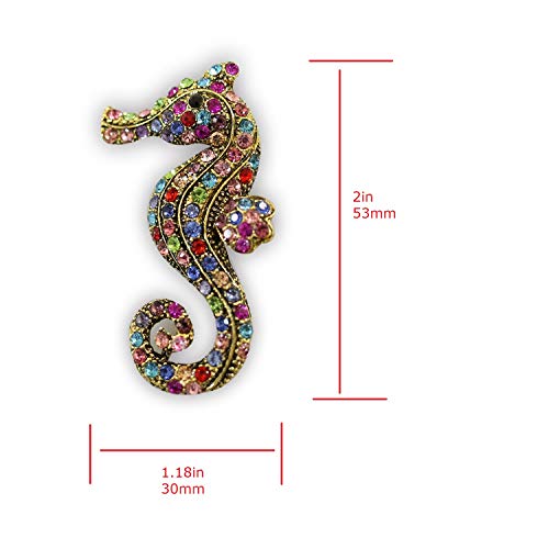 ZUOZUOYA Lovely Sea Animal Lapel Pins for Women - 4Pcs Colorful Crystal Rhinestones Marine Animals as Starfish,Seahorse,Sea Turtle Brooch Pins with Gold Tone - Great for Wife,Sisters and Friends