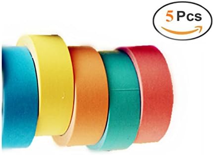LOYEH Decorative Washi Tape DIY Rainbow Sticker Masking Paper Set (5 Rolls)