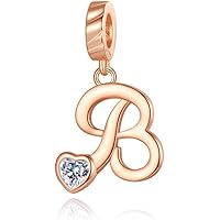 VALGACLS A-Z Letter Charm Rose Gold Letter Charms Alphabet Dangle Beads for Bracelets and Necklaces