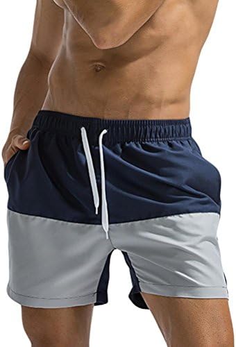 Hechun Mens Breathable Swim Trunks Pants Swimwear Shorts Slim Wear Briefs Solid Beach Shorts Cool Summer Sunshine Beach Waves Swimming Pool (Navy, XXL)