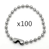 goeasybuy 100pcs 10cm Silver Tone Connector Clasp Ball Chains Keychain Tag (3 7/8")