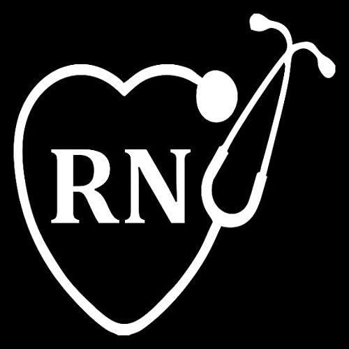 RN Nurse Heart Stethoscope Health Medical 5.5" Diecut Vinyl Decal Sticker Car Laptop (Choose Color)