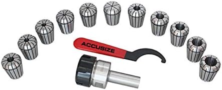 Accusize Industrial Tools3/4โโ Straight Shank Er32 Chuck with 11 Pcs Collets Kit, 1/8''-3/4'' by 16th, 0223-0305