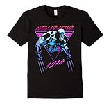 Mens Marvel X-Men Wolverine Neon Retro Logan Graphic T-Shirt XL Black