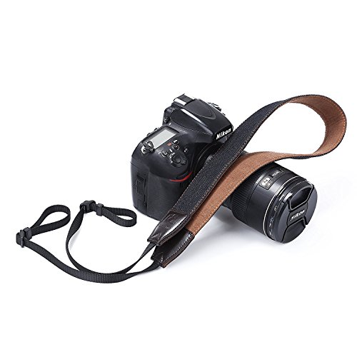 Camera Strap Retro Vintage VNS Soft Safety Tether Multi-color Neck Wrist Strap for Canon Nikon Olympus Fuji Pentax Panasonic Sony DSLR SLR Camera (Black)
