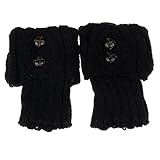 Laimeng,Women Winter Leg Warmer Button Crochet Cuffs Knit Boot Socks (Black)