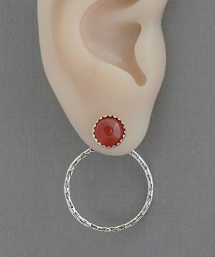 Sterling silver two in one front back ear jackets carnelian post studs double two sided earrings
