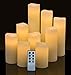 Flameless LED Candles with Wax Stain Guard Set of 9 Ivory Real Wax Battery Operated Unscented Pillar with Remote Control for On or Off Flickering or Steady Dimmer and Timer H 4