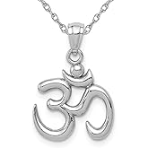 Gem And Harmony Ohm Symbol Pendant Necklace in 14K White Gold (OM)