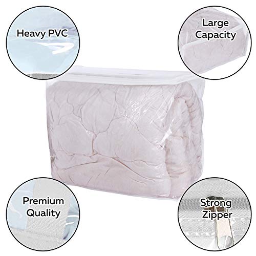 DiClavus Set of 3 Clear Vinyl Storage Bags with Zipper 24x20x11 Inch