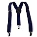 HDE Kid Boys Adjustable Y Back Clip Suspenders Matching Pre Tied Bowtie Set (Navy)