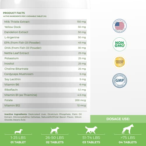 Milk Thistle for Dogs 120 Chewable Tablets Liver and Kidney Support