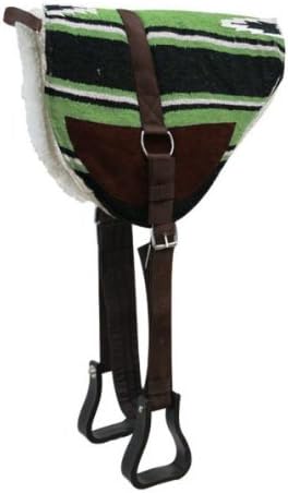 Showman Navajo Lime Green Bareback Saddle Pad with Kodel Fleece Bottom and Suede Wear Leathers with Stirrups