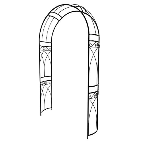OUTOUR Stereoscopic Metal Garden Arch Arbor Arbour Archway with Graceful Curve for Climbing Plants Roses Vines, Outdoor Garden Lawn Backyard Patio, Wedding, Black