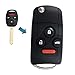 KEMANI Uncut Blank Flip Remote Key Case Fob Shell Folding Fob 4 Buttons for Honda Accord Civic Pilot With Button Pad