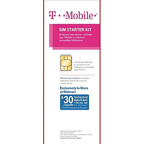 T-Mobile Sim Starter Kit with $30 of Service Included (Nano Sized SIM)