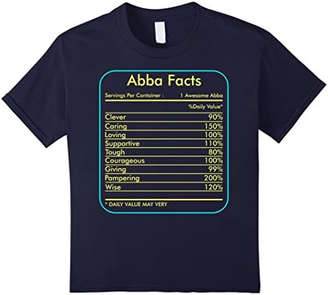 Kids Abba Facts Servings Per Container Tshirt 12 Navy