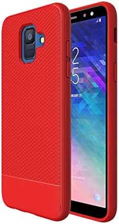 Samsung Galaxy A6 Case, LEEGU Rhombus Matte Frosted Texture Flexible Soft TPU Protective Cover Phone Case for Samsung Galaxy A6 2018 - Red